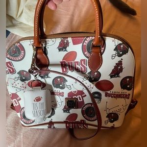 Dooney and Bourke Tampa Bay Bucs purse with Rae Dunn hand sanitizer holder